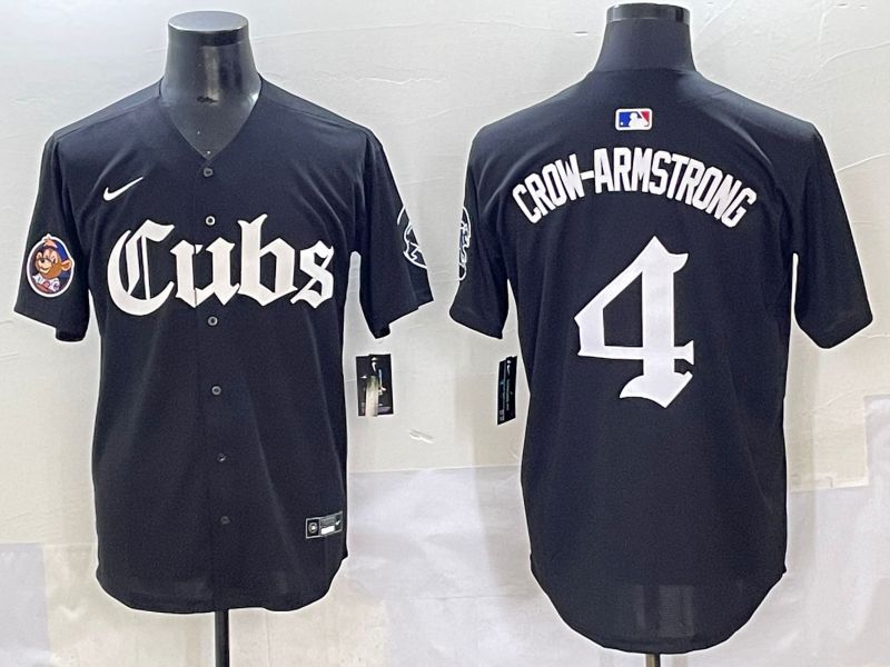 Men 2025 Chicago Cubs #4 Crow-Armstrong Black Five generations Joint Name Nike MLB Jersey style 14->chicago cubs->MLB Jersey